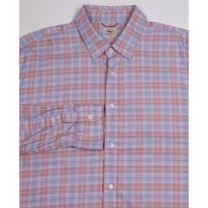 Faherty Mens Movement Blue Pink Plaid Button-Up Dress Shirt XXL
